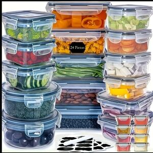 48 Piece Airtight Food Storage Container Set - Clear